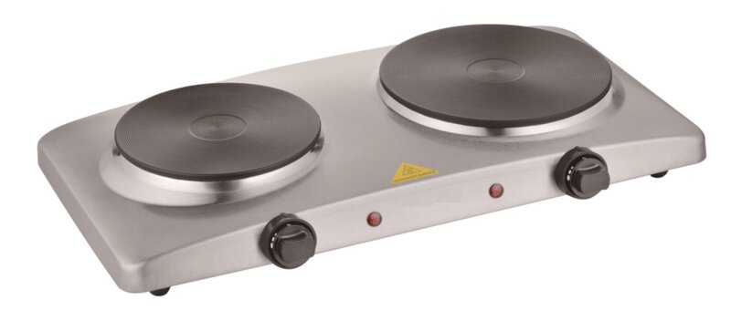 CROWN Εστία Ηλεκτρική Επιτραπέζια με 2 μάτια Inox, CHP-1015DI, Crown